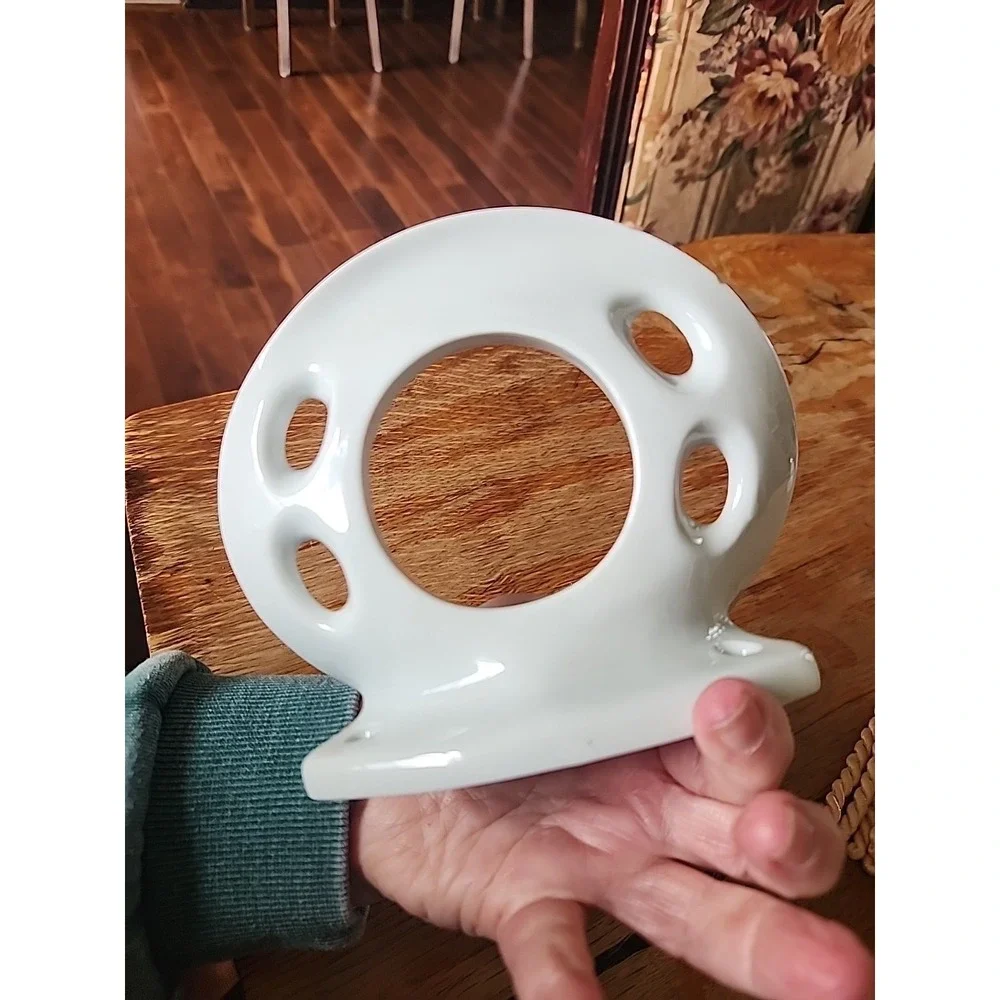Vtg Floral White Ceramic Wall Mount Toothbrush & Cup Holder Cottage‎ Country